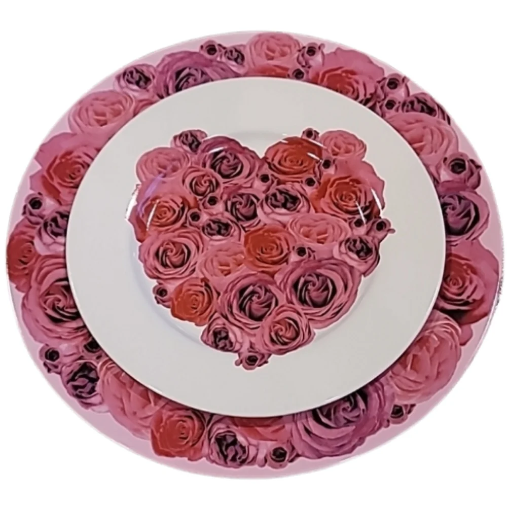 Rosanna Accent Dish Set American Beauty Rose   Pink White 2 pcs.